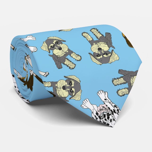 Puppy Pattern Tie (Rolled)