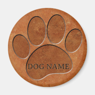 Puppy Paw Faux Terracotta Print Custom Name Magnet