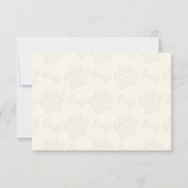Puppy Paw Prints and Bones Blank Cream Off White Card (Front)