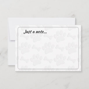 Puppy Paw Prints and Bones Custom Just a Note Card