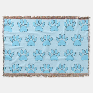 Puppy Paw Prints In Baby Blue Throw Blanket