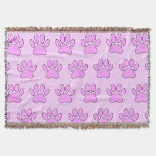 Puppy Paw Prints In Pink Throw Blanket