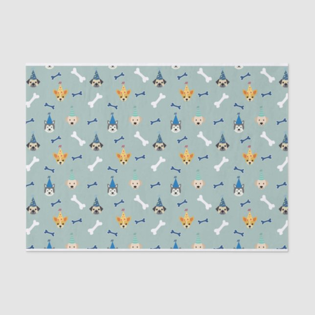 Puppy Paw-ty, Dog Birthday Party, Party Hat Tissue Paper (Front)