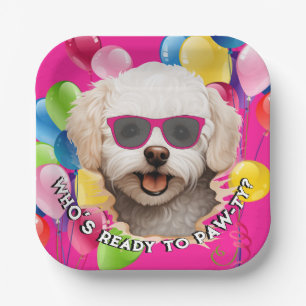 Puppy Paw-ty Plate Pink Balloon Party