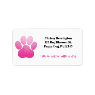 Puppy Pawprint / Pink & White / Life Is Better Dog Label
