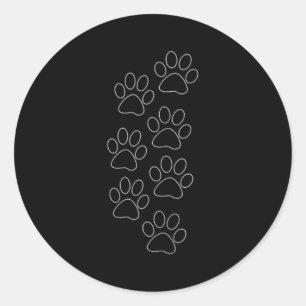 Puppy Paws Dog Prints Dad Pup Mom Good Boy New Res Classic Round Sticker