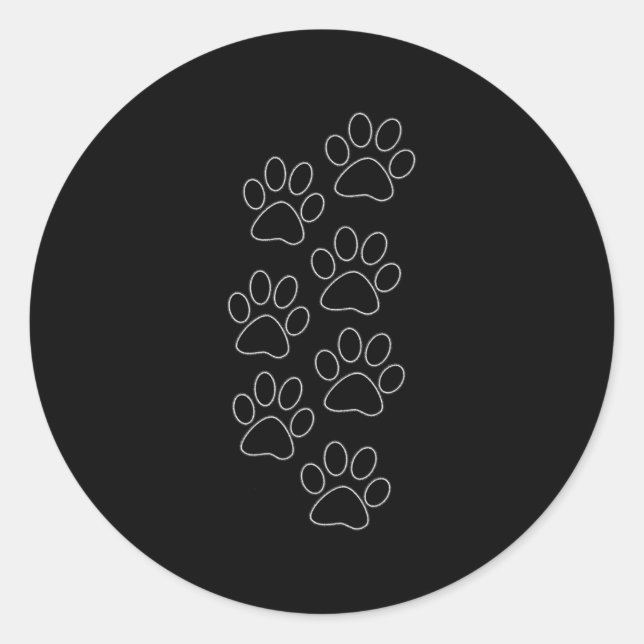 Puppy Paws Dog Prints Dad Pup Mum Good Boy New Res Classic Round Sticker (Front)