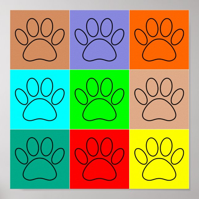 Puppy Paws In Squares Poster (Front)