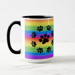 Puppy Paws on a Rainbow Background MUG