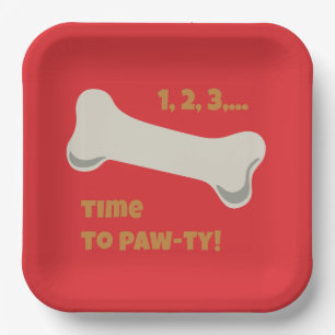 Puppy Pawty Birthday Paper Plate