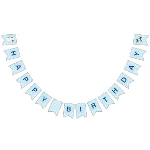 Puppy Pawty Birthday Party bunting banner blue