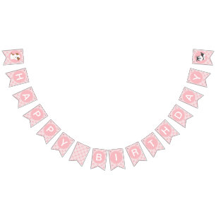 Puppy Pawty Birthday Party bunting banner pink