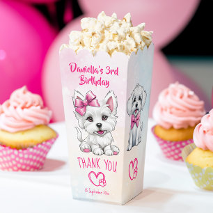 Puppy pawty cute white pink puppies favors favour box