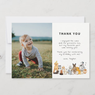 Puppy Pawty Dog Birthday Photo Thank You Card