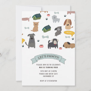 Puppy Pawty Dog Party Invitation