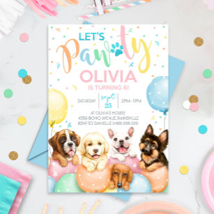Puppy Pawty Invitation Dog Invitation Girl