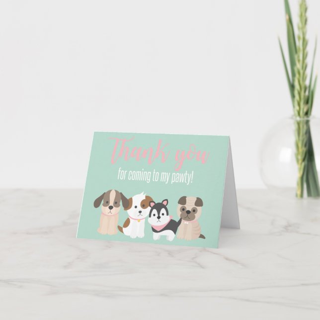 Puppy Pawty Thank You Card (Front)