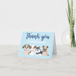 Puppy Pawty Thank You Card blue