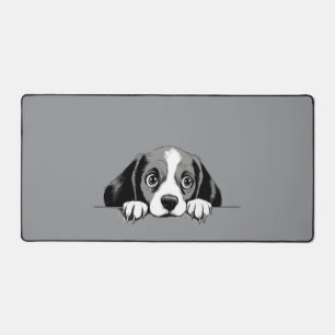 Puppy Peeking Cute Adorable Funny Animal Cartoon Desk Mat