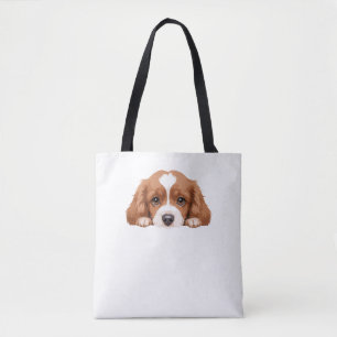 Puppy Peeking Cute Adorable Funny Animal Cartoon Tote Bag