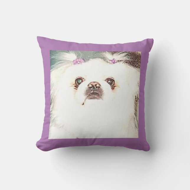Puppy/pekingese throw pillow. cushion (Front)