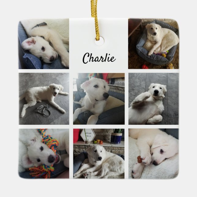 Puppy Photo Collage Cute Dog Ceramic Ornament (Front)