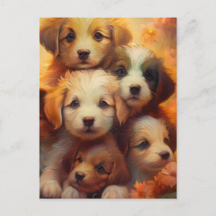 Puppy Pile, Puppy Love Postcard