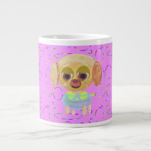 Puppy Pink Modern Cool Circles Loops Splash Large Coffee Mug