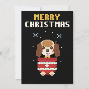 Puppy Pixel Art Christmas Card