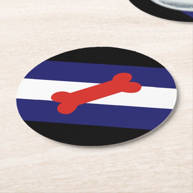 Puppy Play Pride Flag Round Paper Coaster (Angled)