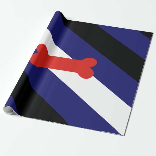 Puppy Play Pride Flag Wrapping Paper (Unrolled)