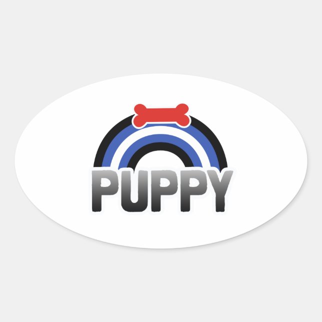 Puppy Play Pride Oval Sticker (Front)