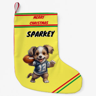Puppy Playing Football Christmas Stocking / Name