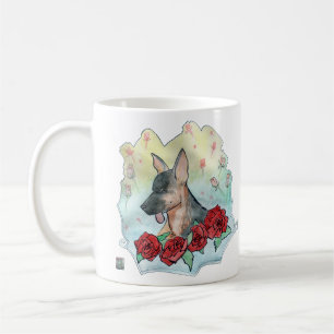 Puppy playing in a garden of roses german shepherd coffee mug