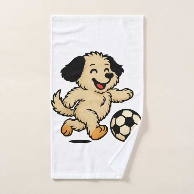 Puppy playing Soccer Hand Towel (Hand Towel)