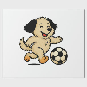 Puppy playing Soccer Wrapping Paper