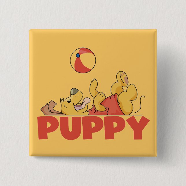 Puppy Plays TShirts and Gifts 15 Cm Square Badge (Front)