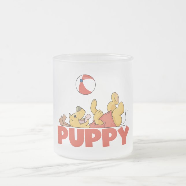 Puppy Plays TShirts and Gifts Frosted Glass Coffee Mug (Center)