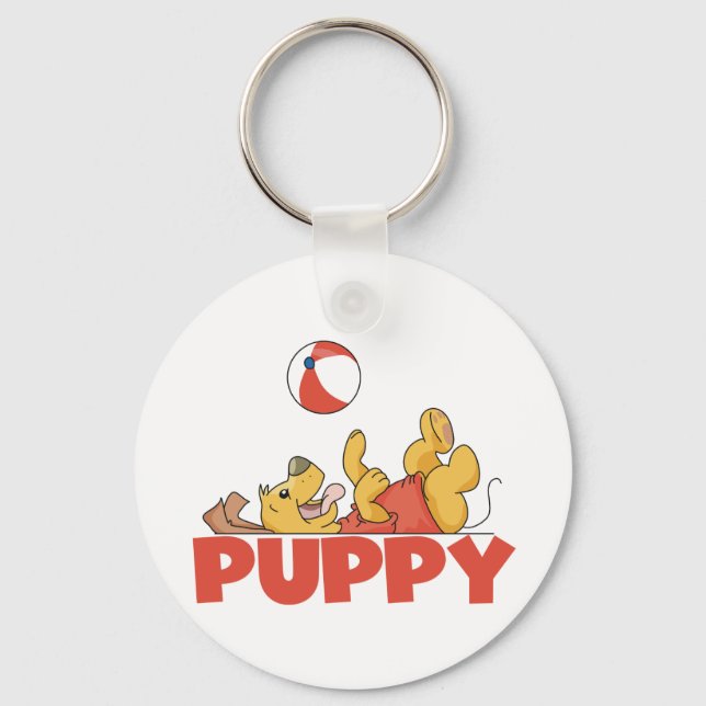 Puppy Plays TShirts and Gifts Key Ring (Front)