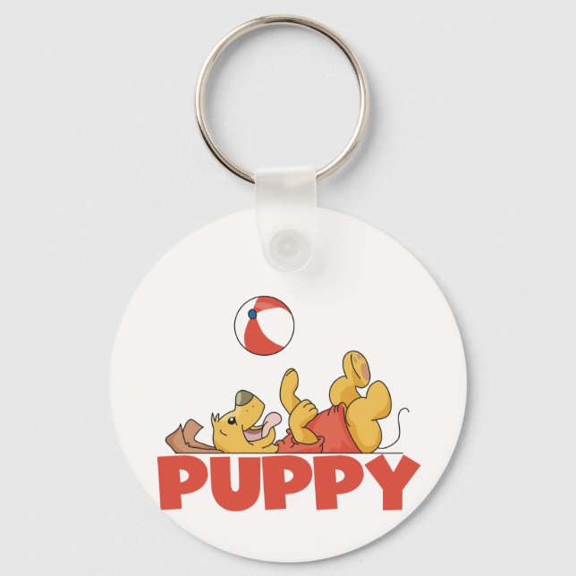 Puppy Plays TShirts and Gifts Key Ring (Front)