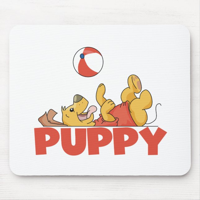Puppy Plays TShirts and Gifts Mouse Mat (Front)