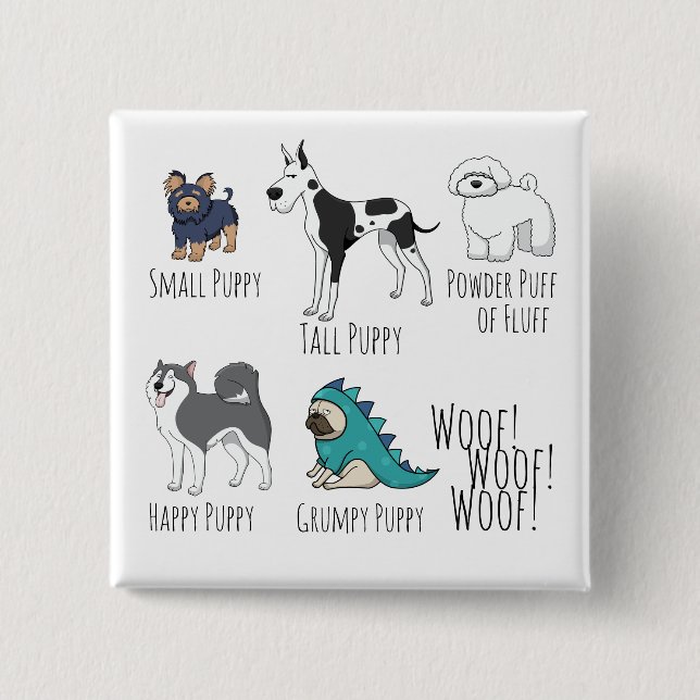 Puppy Poem Cute Dog Illustrations 15 Cm Square Badge (Front)
