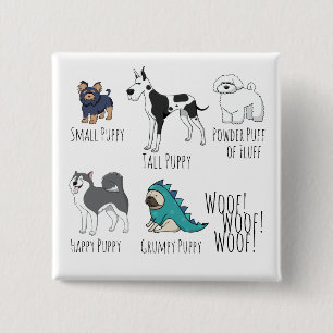 Puppy Poem Cute Dog Illustrations 15 Cm Square Badge