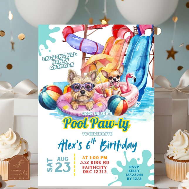 Puppy Pool Party Birthday Invitation (Creator Uploaded)
