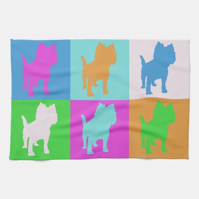 Puppy Pop Art Tea Towel (Horizontal)