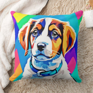 Puppy Portrait: Colourful Pup Cushion