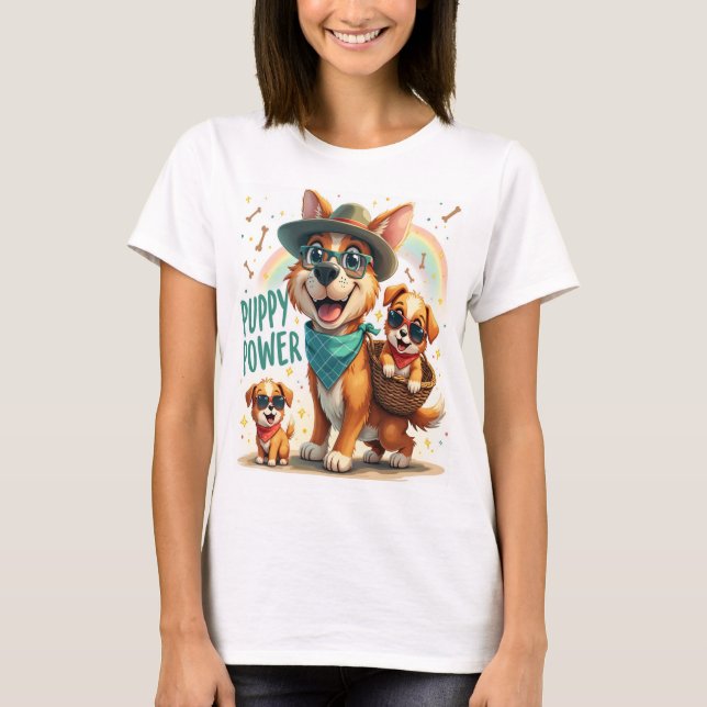 Puppy Power - Adorable and Fun T-Shirt (Front)