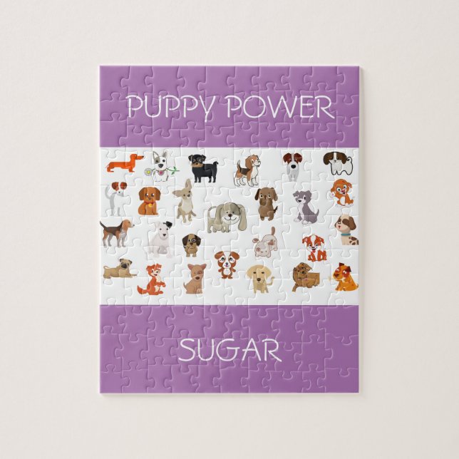 "PUPPY POWER" puzzle with custom name of puppy. (Vertical)