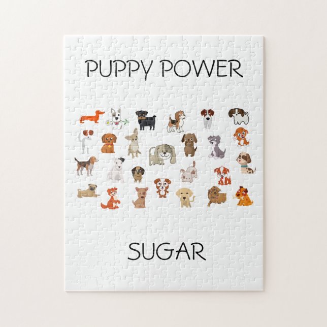 "PUPPY POWER" puzzle with custom name of puppy. (Vertical)