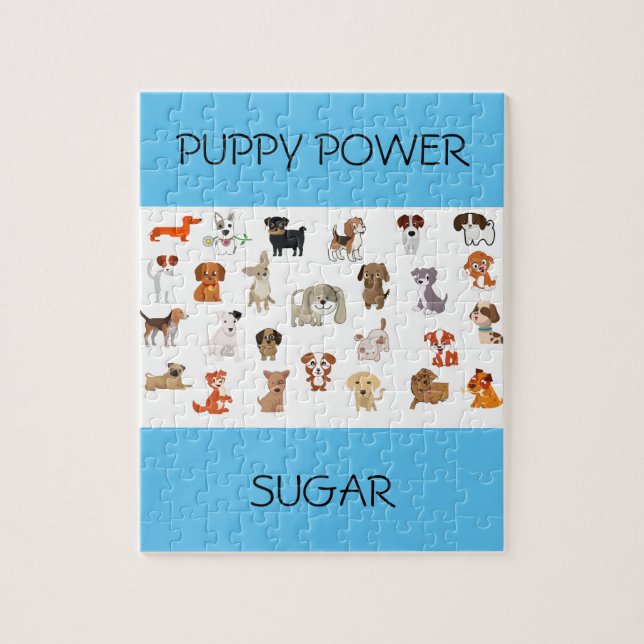 "PUPPY POWER" puzzle with custom name of puppy. (Vertical)